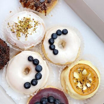 Freshly made donuts, breakfast burritos, and sandwiches at Donut Hub Orange, CA donut shop